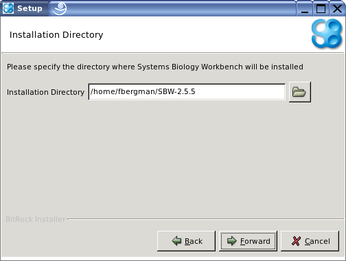 Choosing the installationdirectory